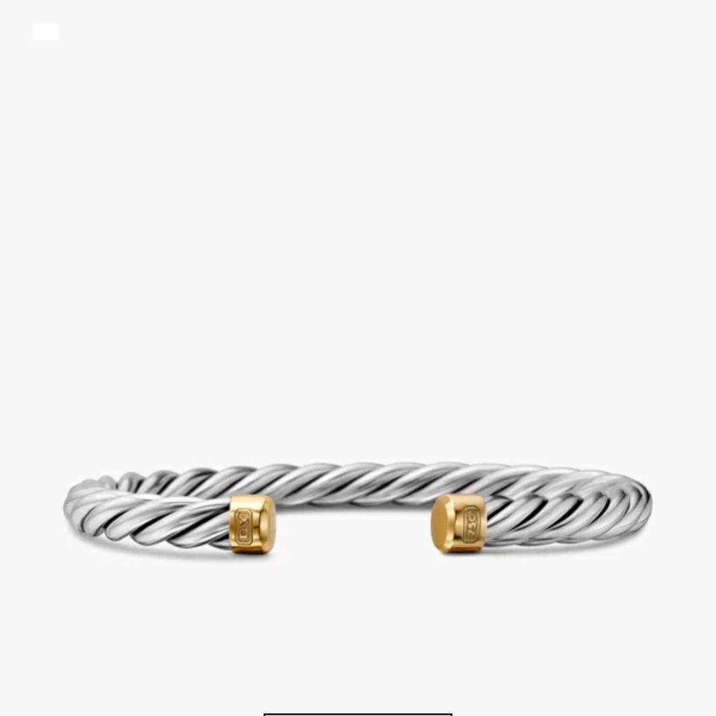 David Yurman Silver Cable Bracelet With Gold Accents 750$